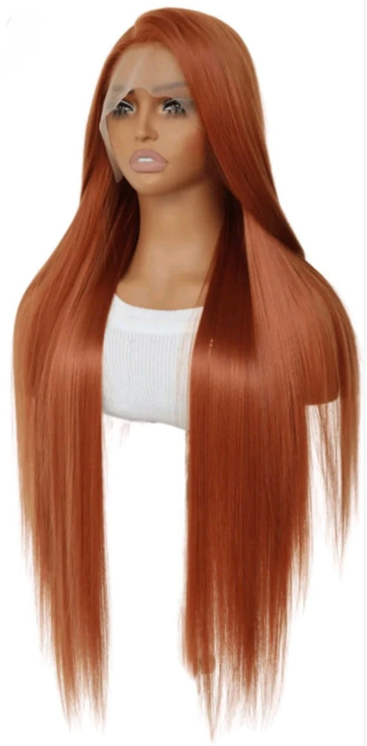 Dark Orange Long Lace Front Wig