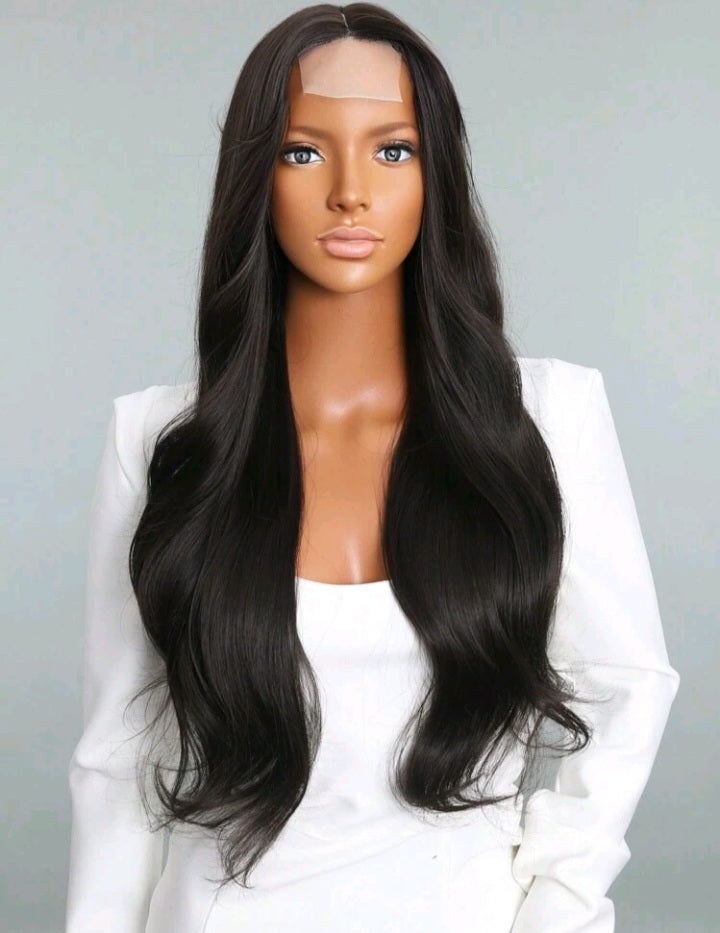 Heat Resistant Body Wave   Black Wig
