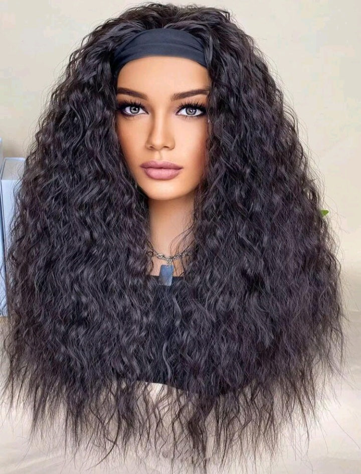 Natural Heat Resistant Headband Wig