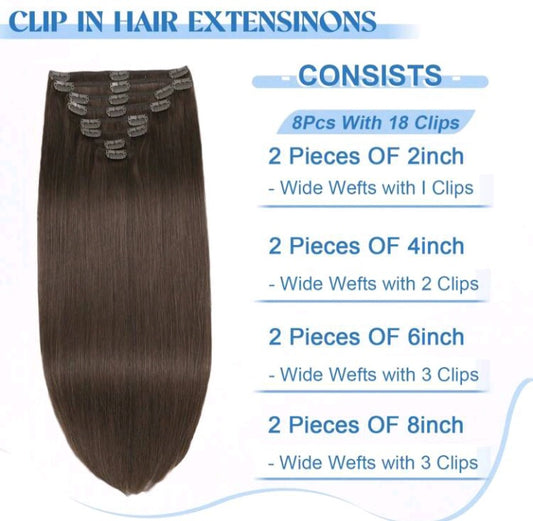Brown Clip-In  Hair Extensions